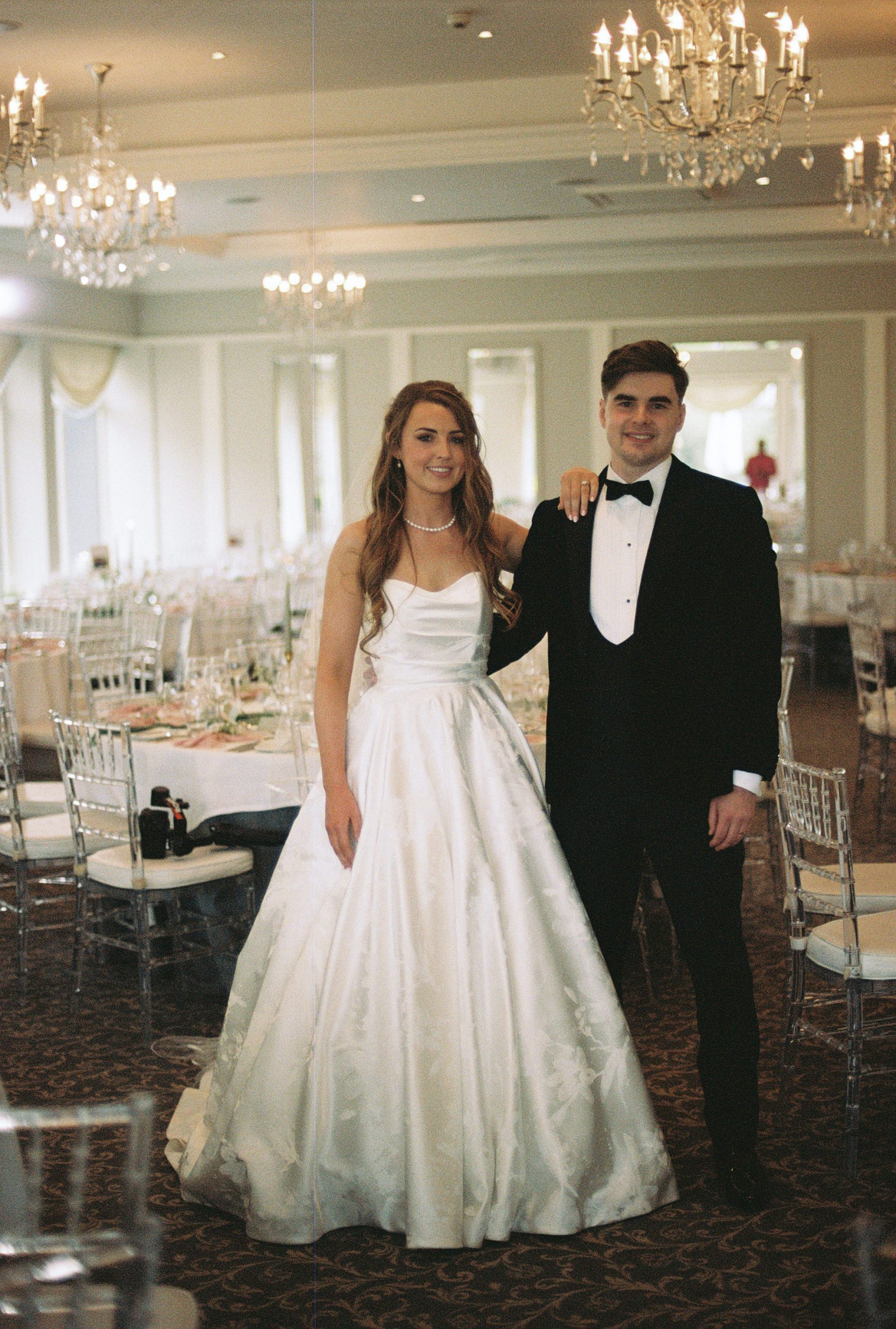 bride and groom in function room at lodge at ashford